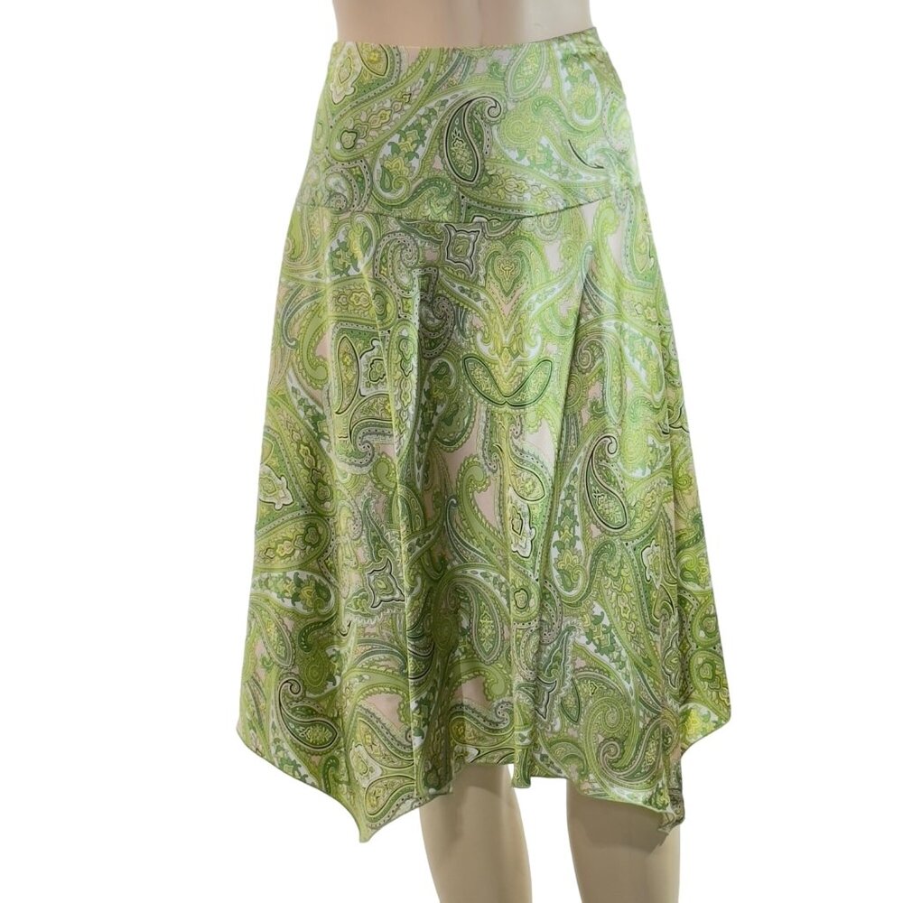INC Women's Royal Paisley Handkerchief Hem Silk Skirt Size 10